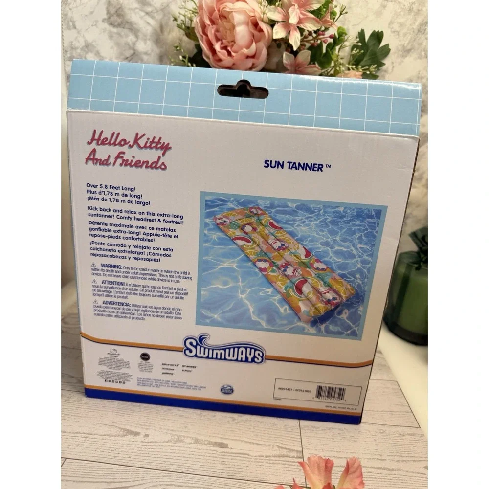 Hello Kitty & Friends Pool Floats Raft Swimways SunTanner Swim 5.8ft Long NIB